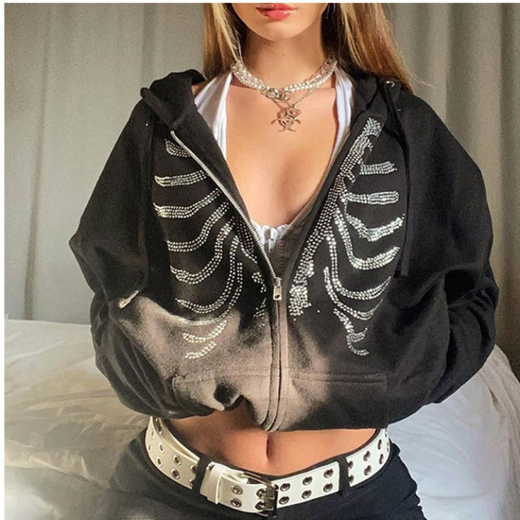 Women's hoodie with striking skeleton design Lune London
