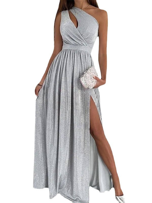 Asymmetrical shimmering evening dress for ladies Lune London
