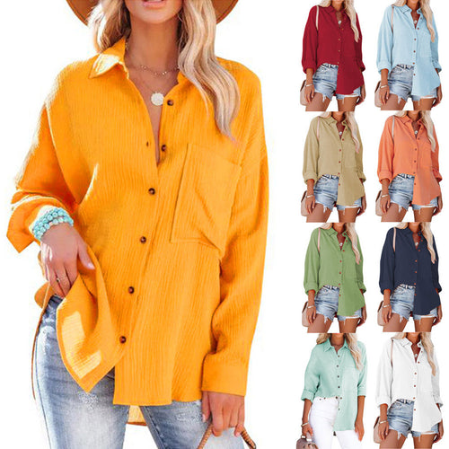 Casual blouse for women in oversized fit with button placket and practical pockets Lune London