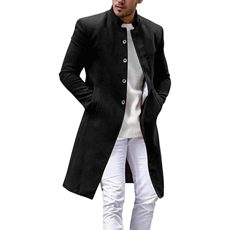 Elegant long coat for men with slim fit and high collar Lune London