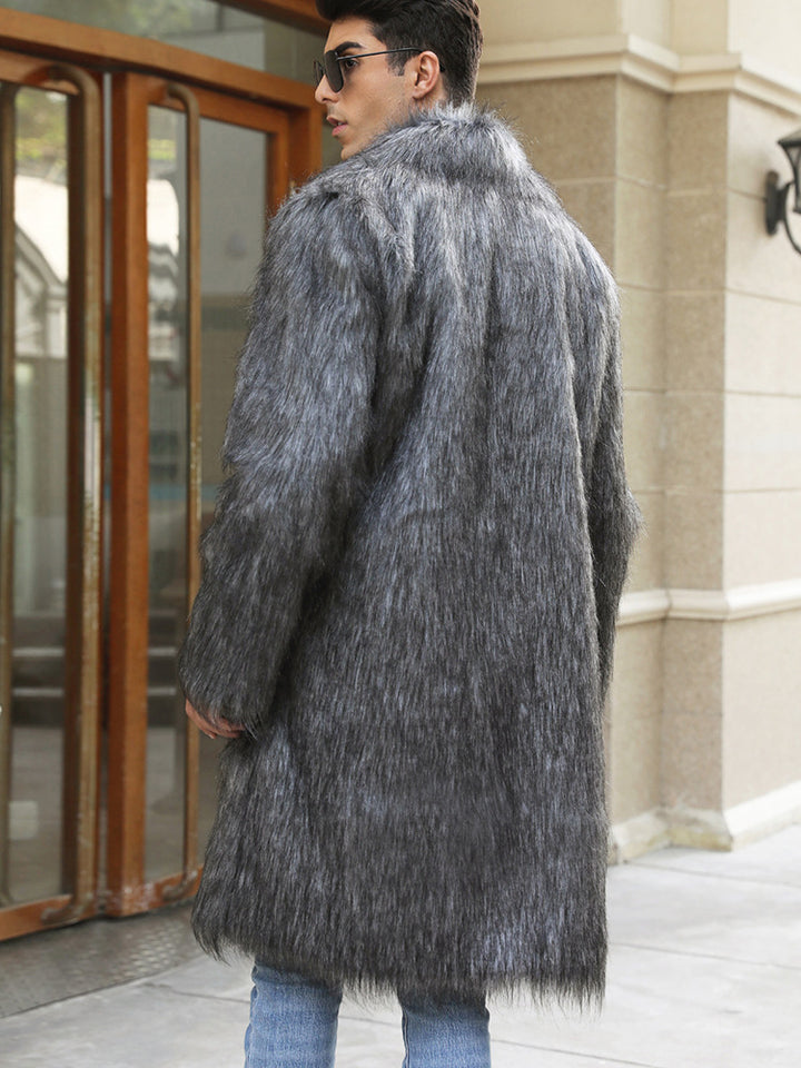 Luxury faux fur coat for men with a large collar Lune London