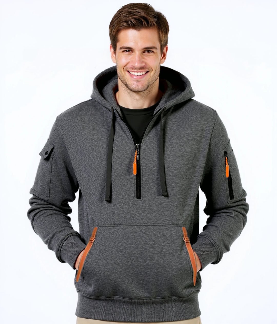 Fashionable men's hoodie with an innovative pocket solution Lune London