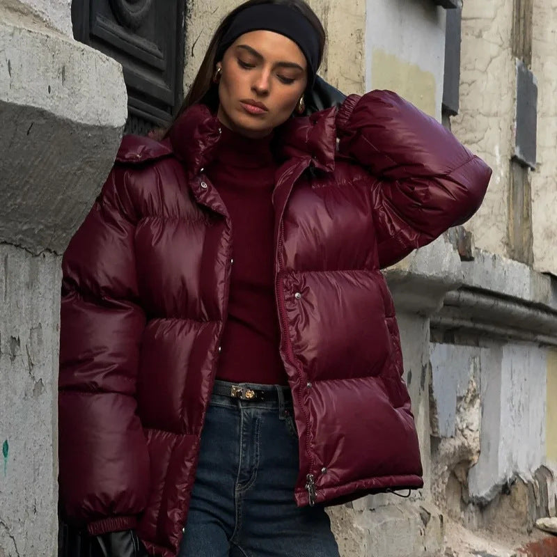 Ladies Cozy Down Jacket with Hood and Stylish Cut Lune London