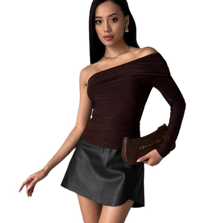 Long sleeve top for women with asymmetric wrap design Lune London
