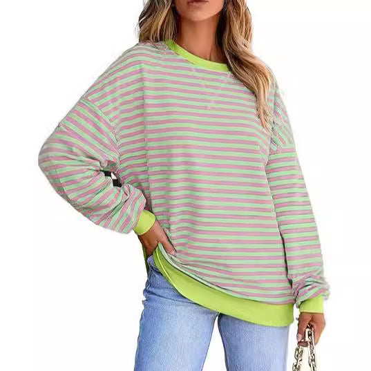 Women's Casual Sweater with Wide Stripes Lune London