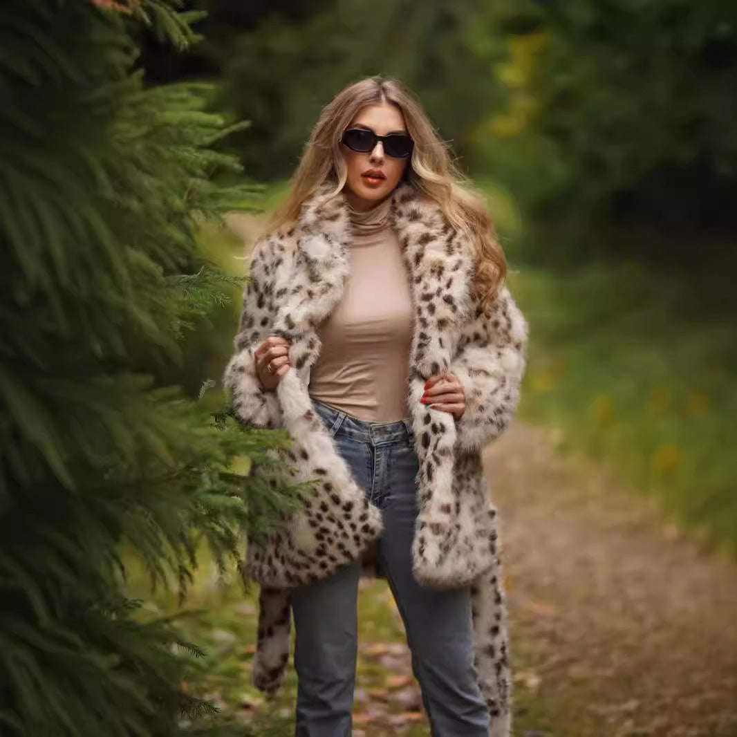 Ladies Glamour Faux Fur Jacket with Belt Lune London