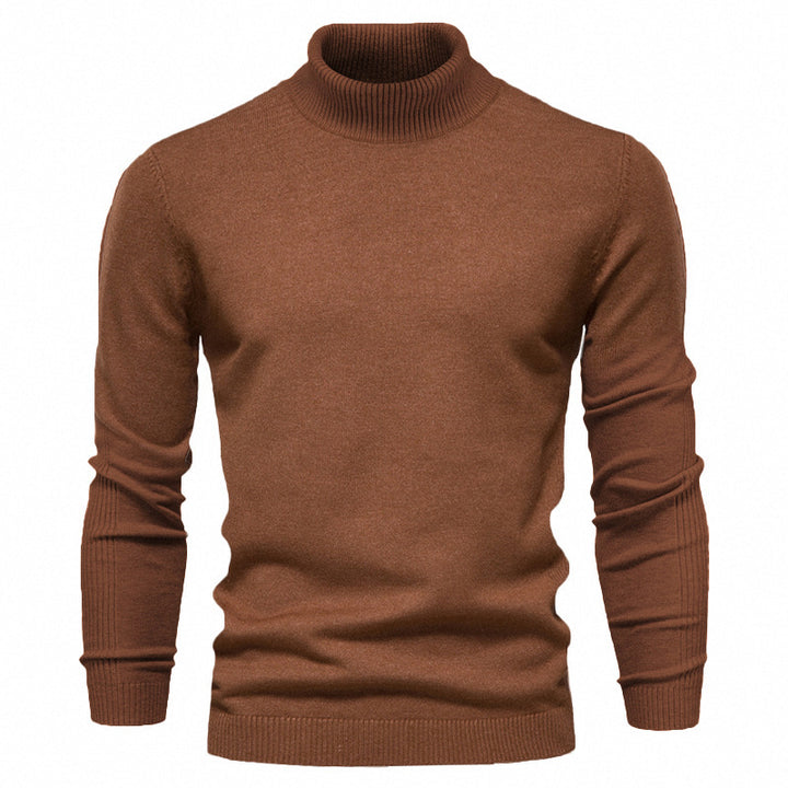 Knit sweater for men with high collar and fine rib pattern Lune London