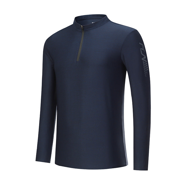 Men's functional T-shirt with modern high collar and sporty zipper Lune London