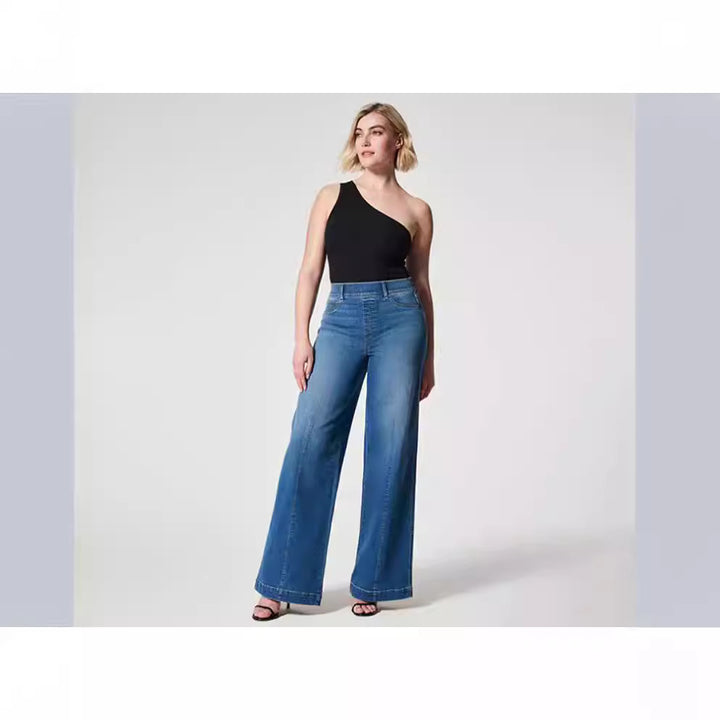 Women's wide High-Waist Jeans with elegant cut and striking seam details Lune London
