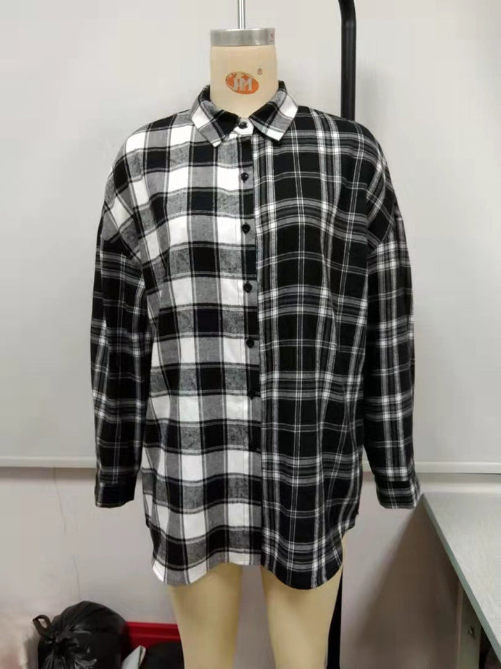 Casual flannel shirt for women with plaid pattern Lune London
