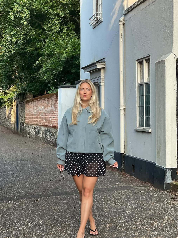 Short bomber jacket for women in soft material with a casual Lune London