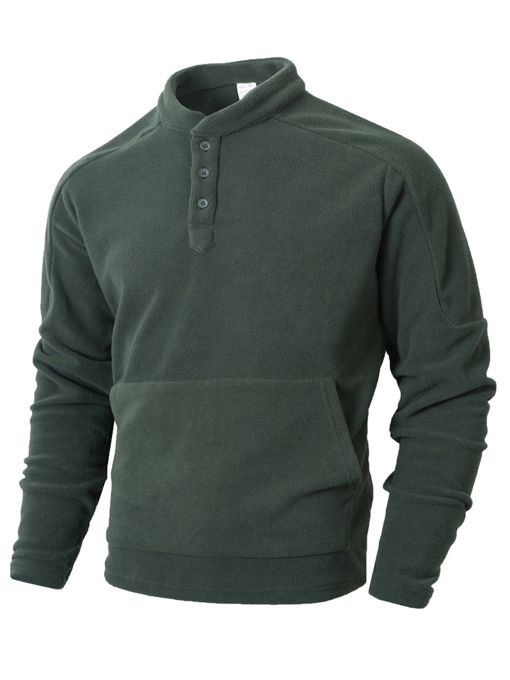 Men's fleece pullover with a stylish high collar and practical buttons Lune London