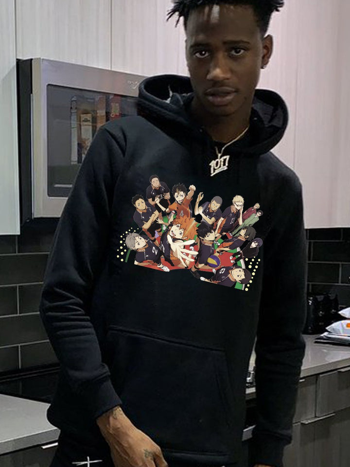 Men's Hoodie with Stylish Anime Print Lune London