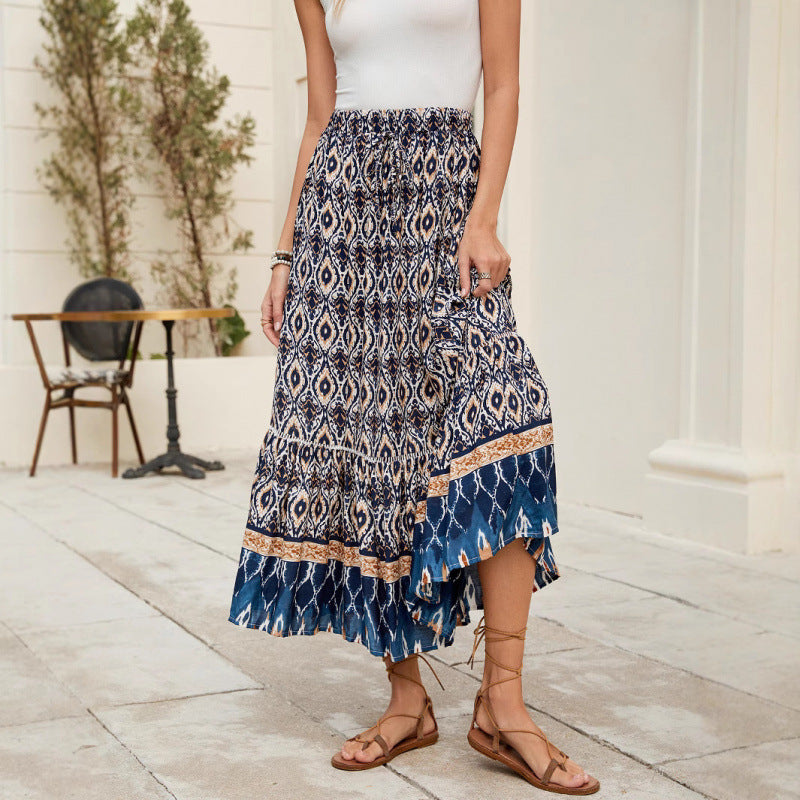 Ladies Bohemian Tiered Maxi Skirt Lune London