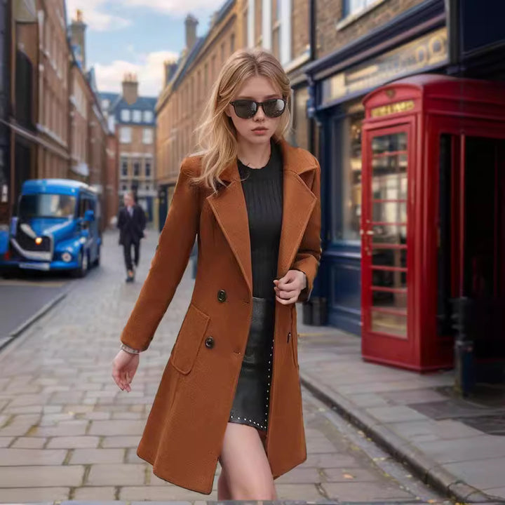 Ladies Elegant Double-Breasted Transition Coat Lune London
