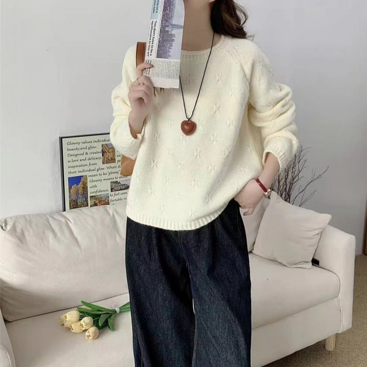 Women Cozy Knit Sweater with Textured Pattern Lune London
