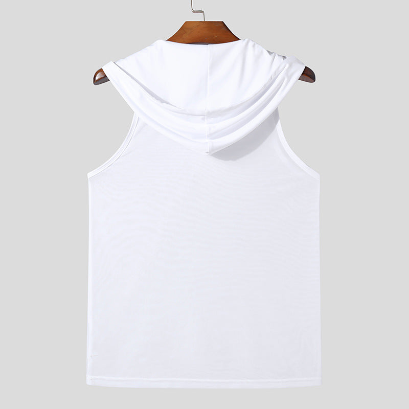 Men's Breathable Sports Tank Top with Hood and Practical Laces Lune London