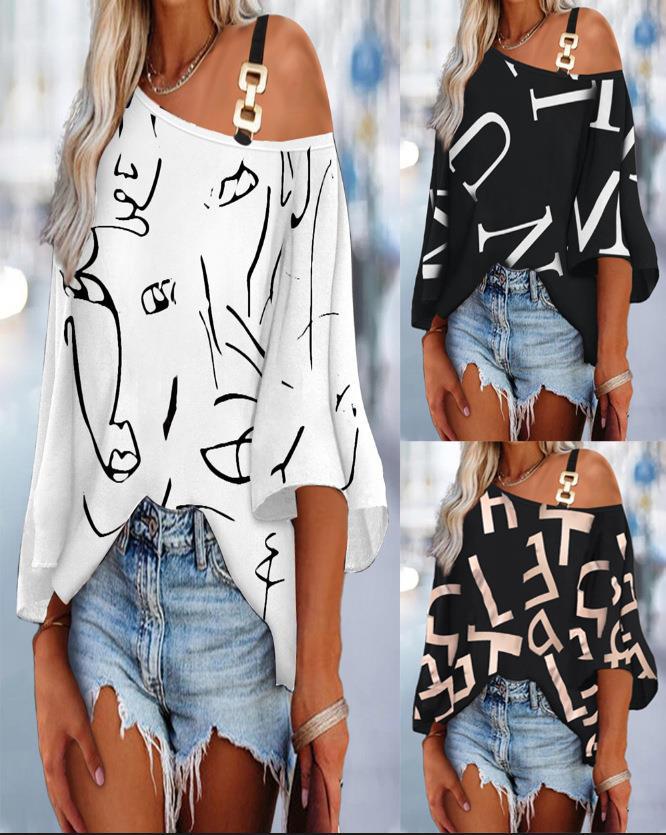 Women Asymmetrical Top with Graphic Print Lune London