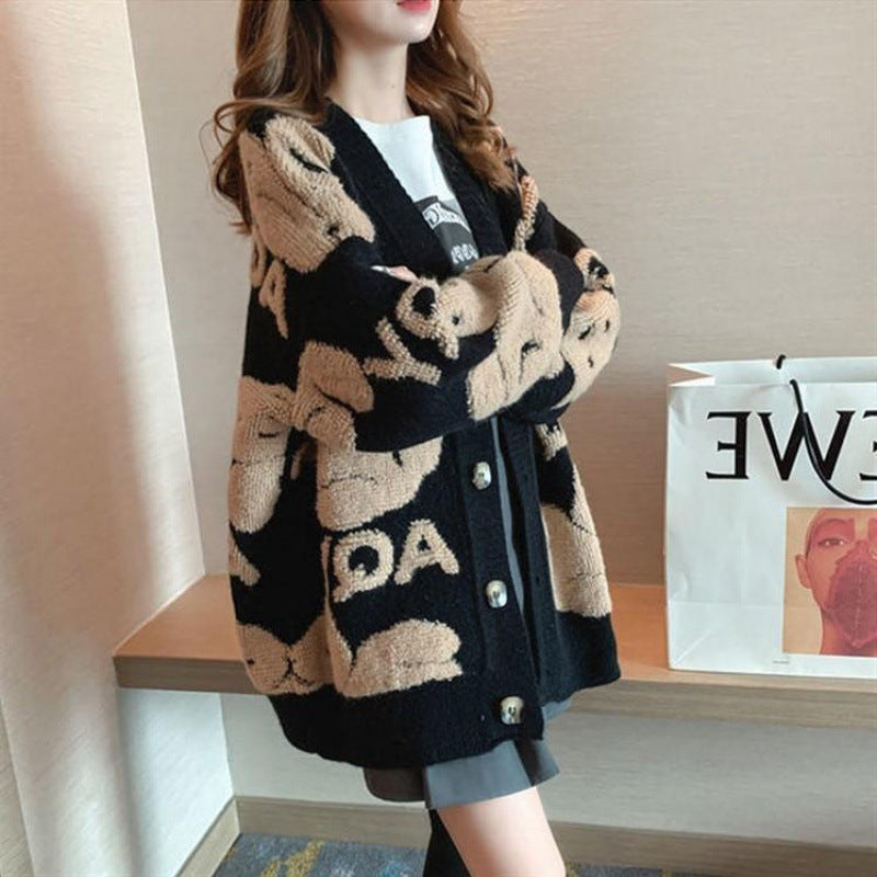 Women's oversized knit sweater with playful pattern and comfortable fit Lune London