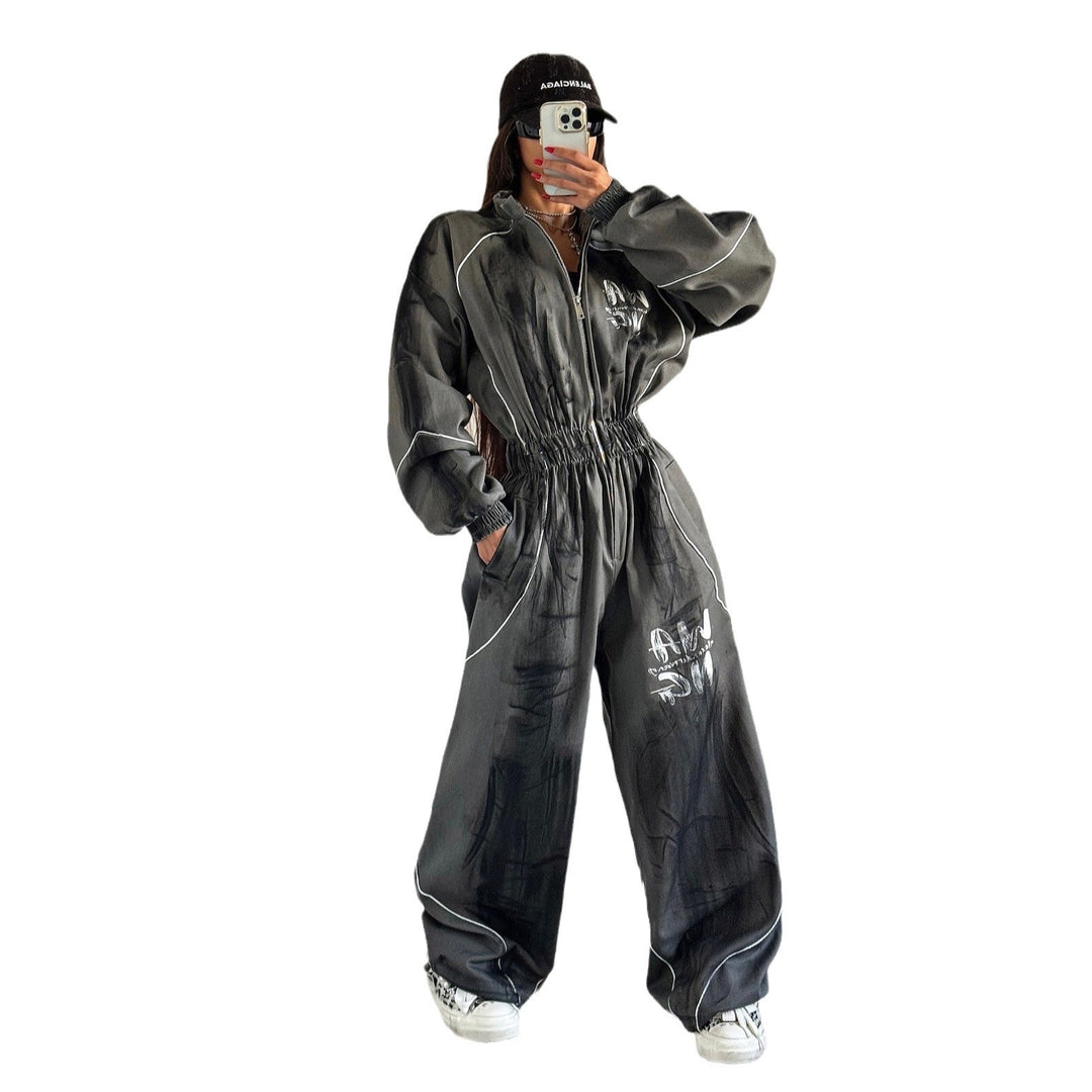 Women's sporty jumpsuit with wide legs and elastic waistband Lune London