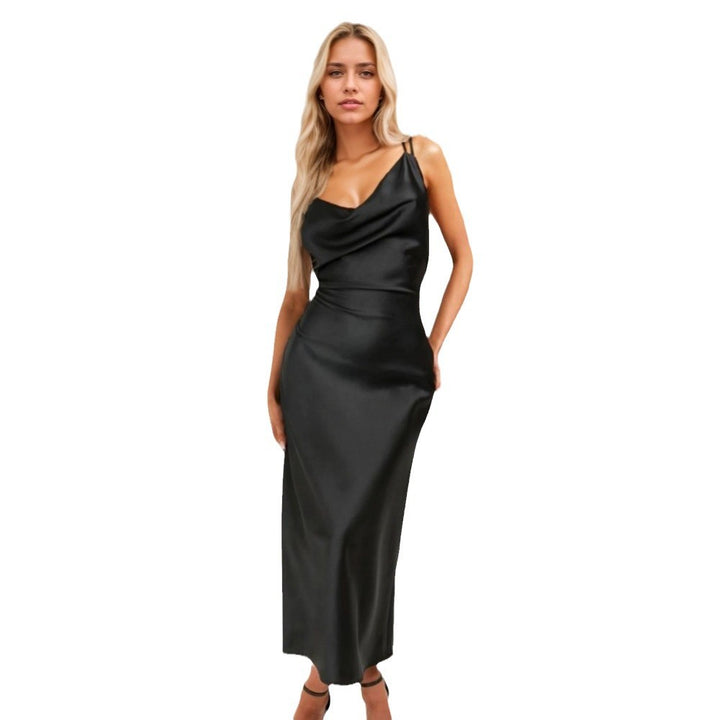 Robe maxi élégante pour femmes avec décolleté drapé et silhouette slim Chic & Stil