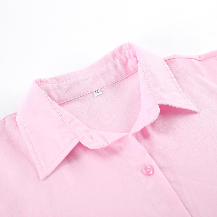 Chic und Stil | Women's linen shirt with a casual cut and oversized sleeves