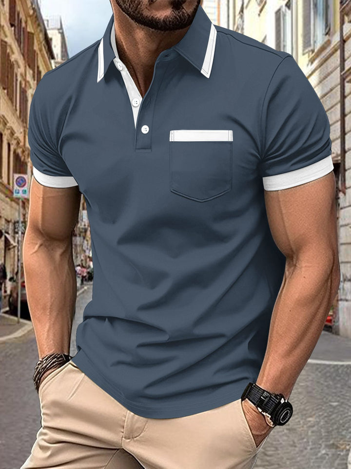 Men's modern polo with contrast collar Lune London