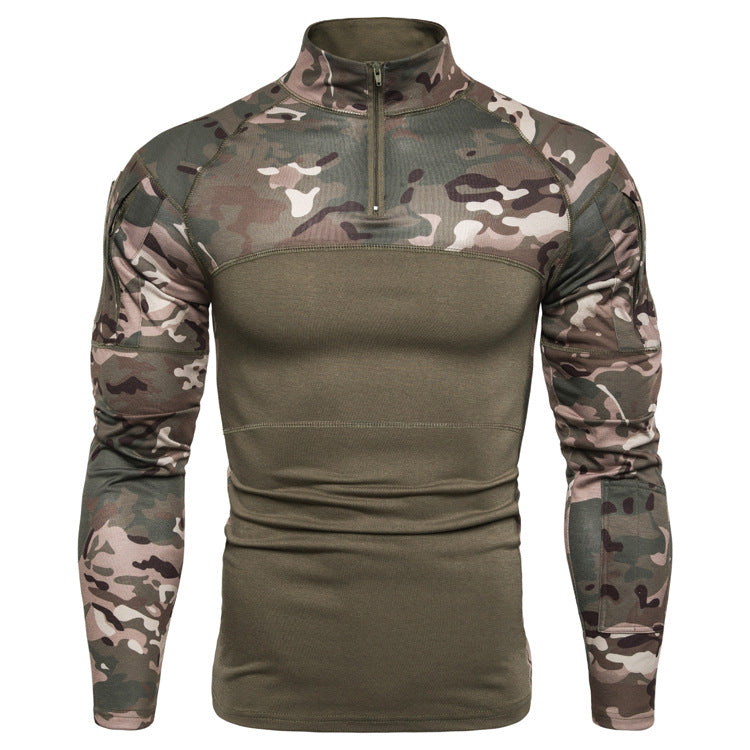 Functional T-shirt for men with high collar and innovative camouflage design Lune London