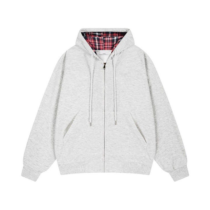 Casual hoodie for women with plaid lining and full zip Lune London
