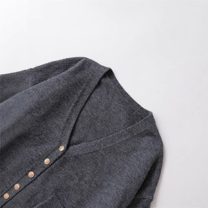 Ladies Short Knit Vest with V-Neck and Button Details Lune London