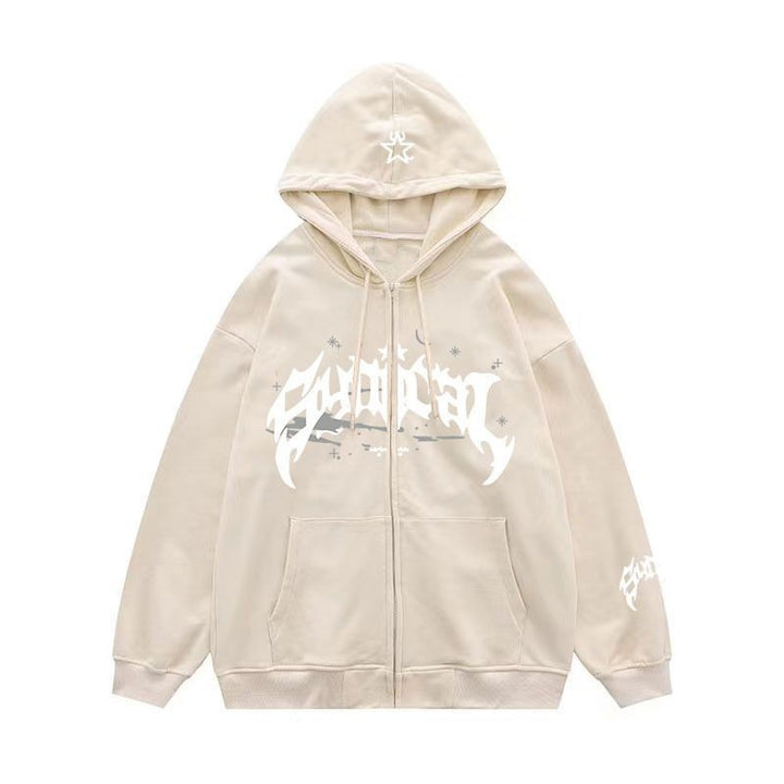 Ladies zip-up hoodie casual with graphic print Lune London