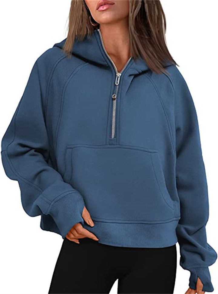 Ladies Oversized Hoodie with practical kangaroo pocket and zipper Lune London