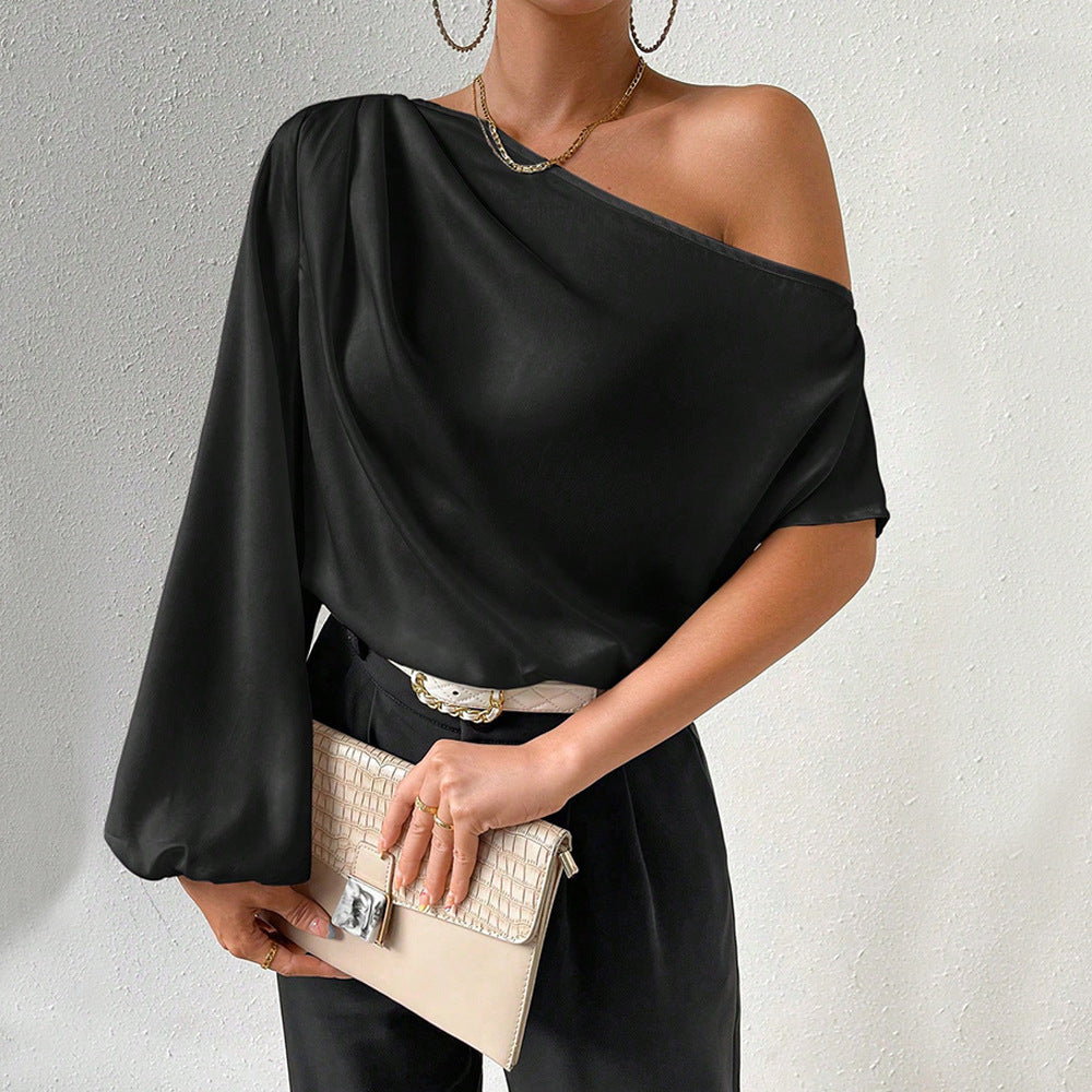 Asymmetrical top for women with elegant puff sleeves Chic & Stil