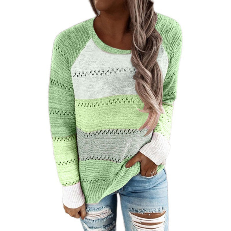 Lightweight striped knit pullover for women Lune London