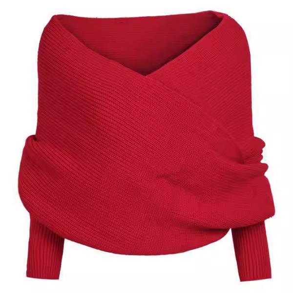 Women Large Knitted Scarf with an Innovative Knot Design and Soft Material Lune London