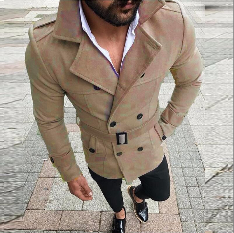 Elegant trench coat for men with fashionable belt and double-breasted Lune London