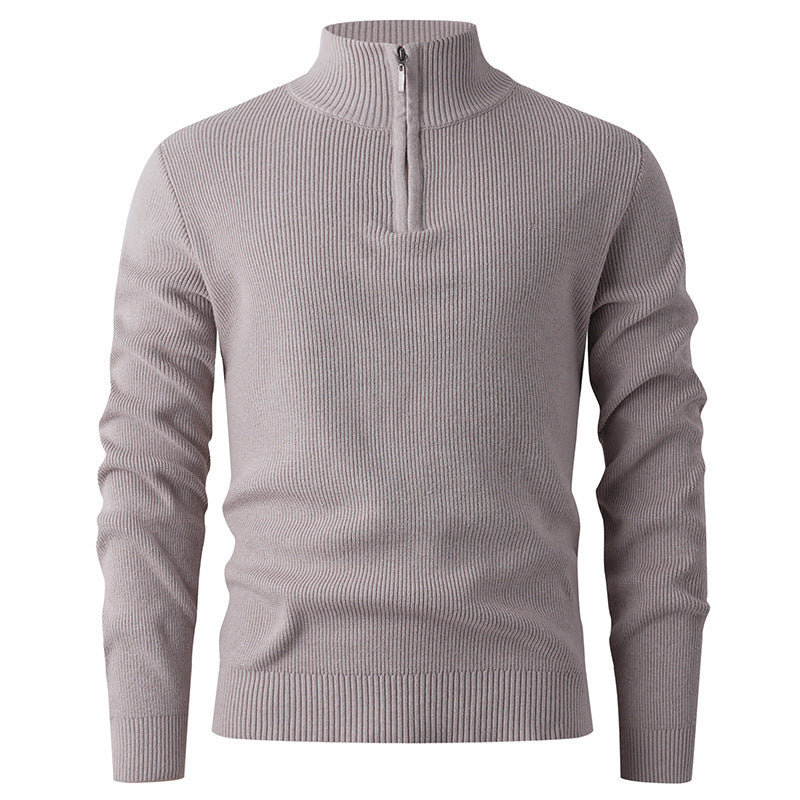 Knit sweater for men with half-zip closure and ribbed structure Lune London