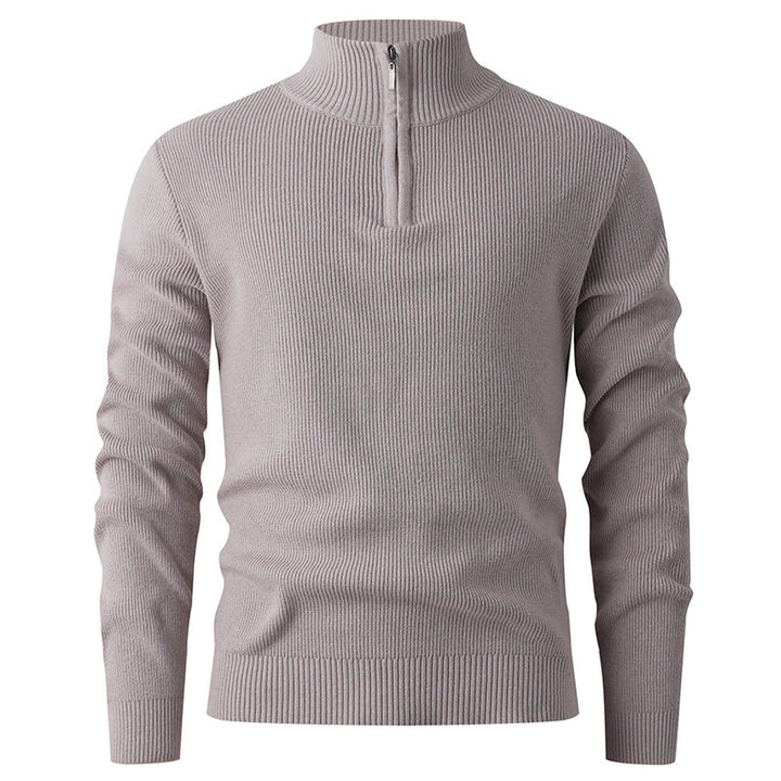 Knit sweater for men with half-zip closure and ribbed structure Lune London