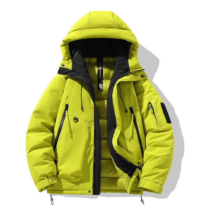 Insulated outdoor jacket for men with adjustable hood and multiple pockets Lune London