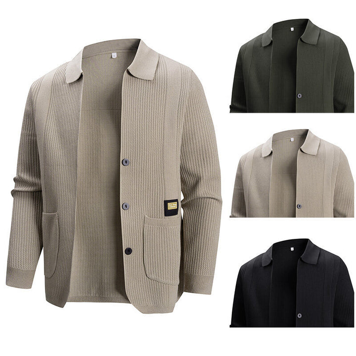 Men's knit jacket with a modern ribbed pattern and practical pockets Lune London