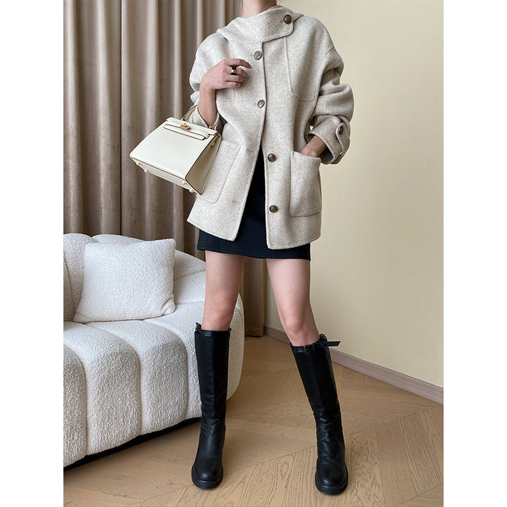 Women's fleece long jacket with oversized cut and large pockets Chic & Stil