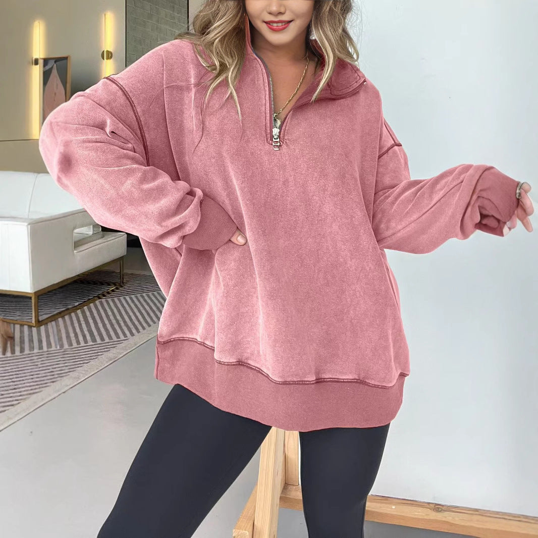 Ladies Comfortable Fleece Pullover with Half-Zip Lune London
