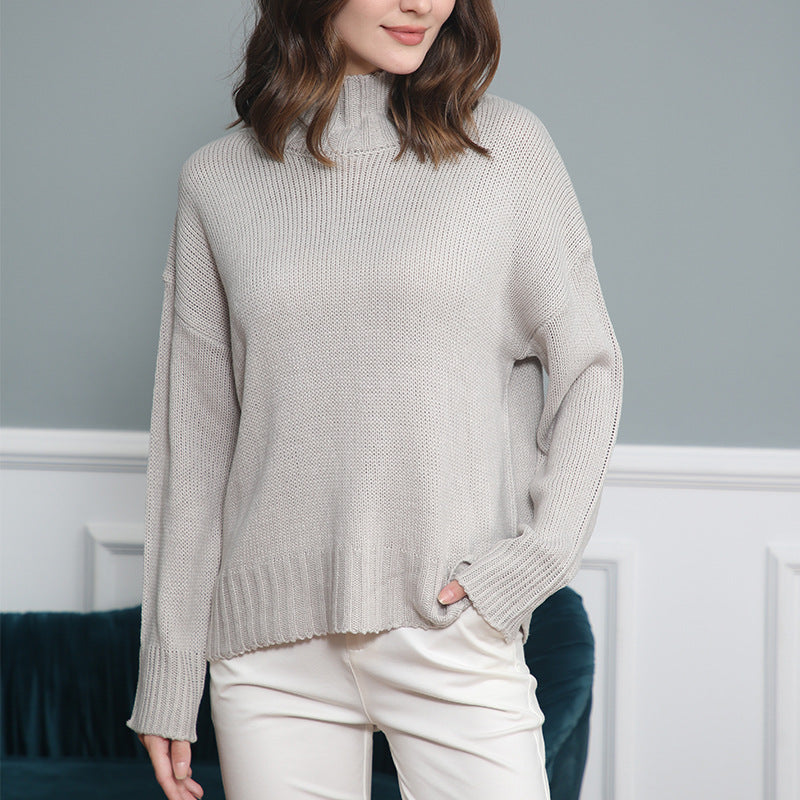 Woman knit turtleneck sweater with structured design Lune London