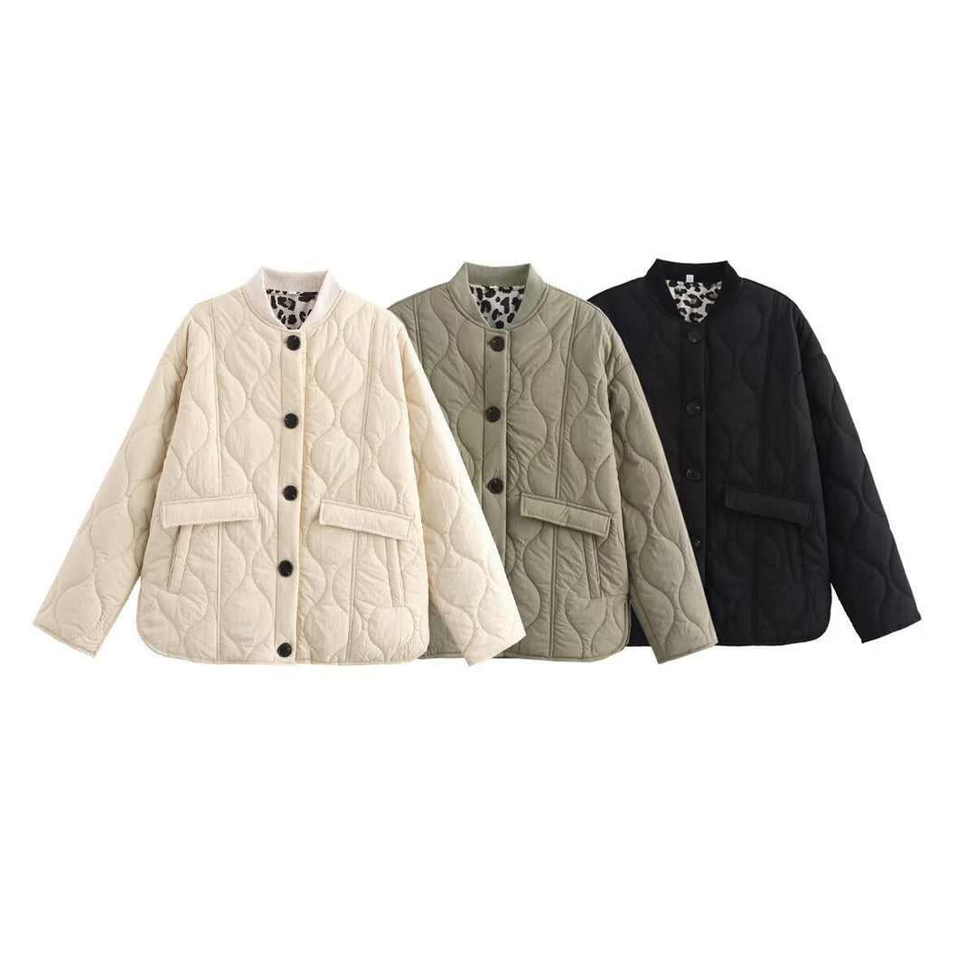 Lune London padded transitional jacket for women with practical pockets and stylish high collar
