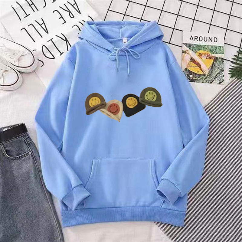 Women’s Hooded Sweatshirt with Playful Smiley Design Chic & Stil