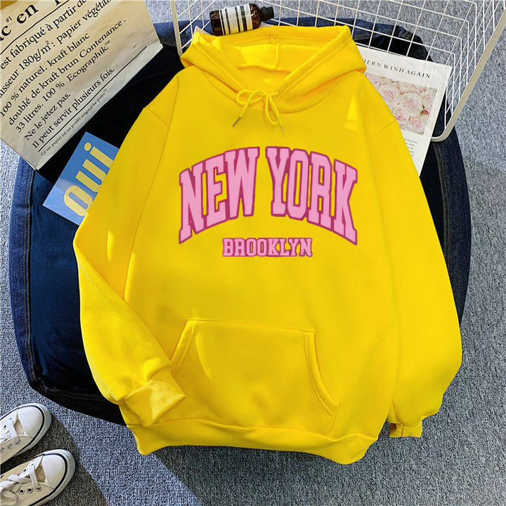 Women's hoodie with trendy New York Brooklyn print Chic & Stil