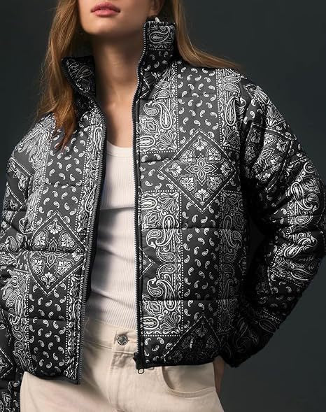 Paisley patterned quilted jacket for women Lune London