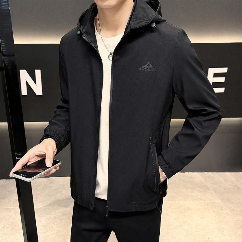 Lightweight functional jacket for men with adjustable hood Lune London