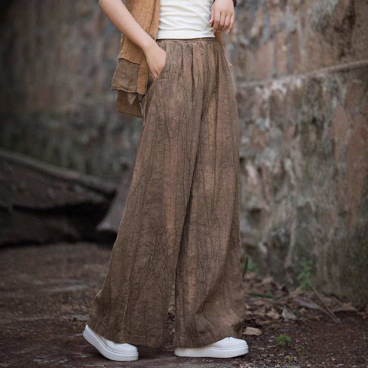 Loose linen pants for women with textured finish Lune London