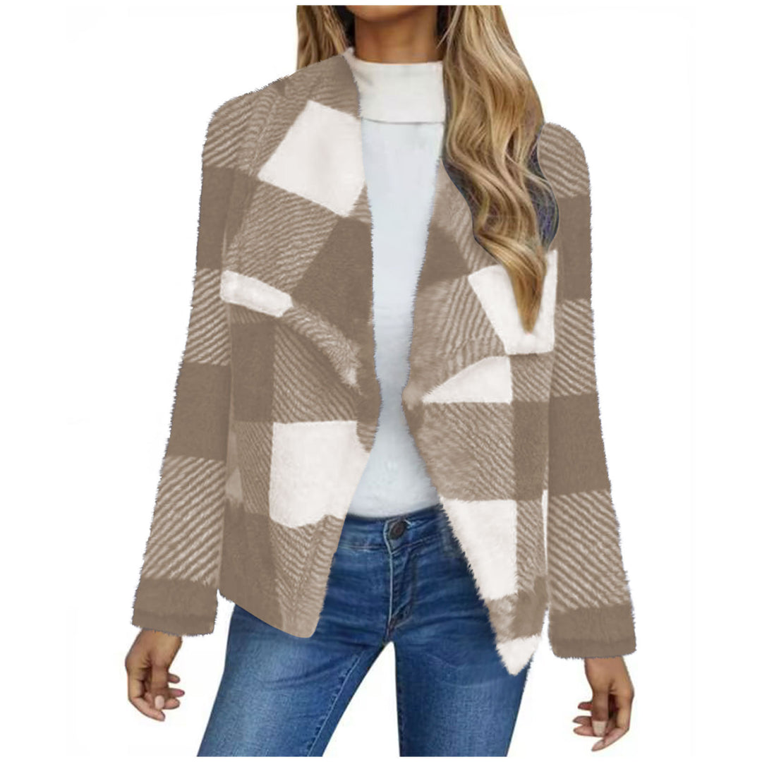 Lune London Women's Fleece Jacket with Plaid Pattern